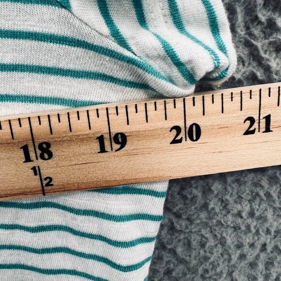 Chicos Womens Top 2 Large Green White Striped Tie Front Short Sleeve Casual - Picture 8 of 10